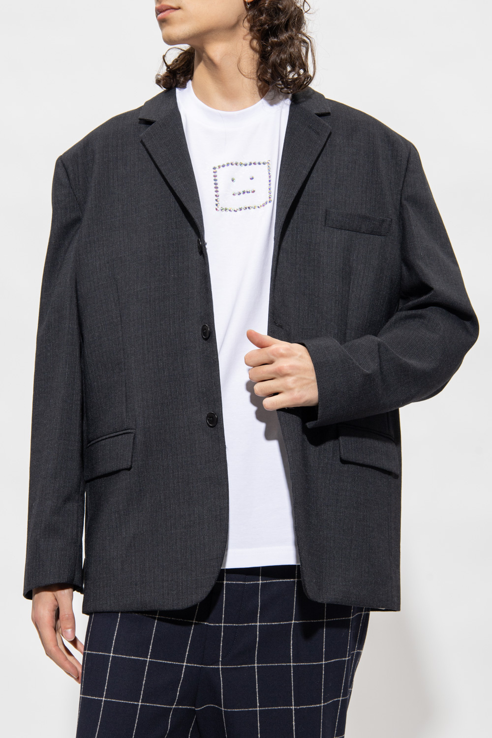 T-shirt in cotone stampato Icon No - SchaferandweinerShops Japan - Grey  Blazer with pockets Lemaire